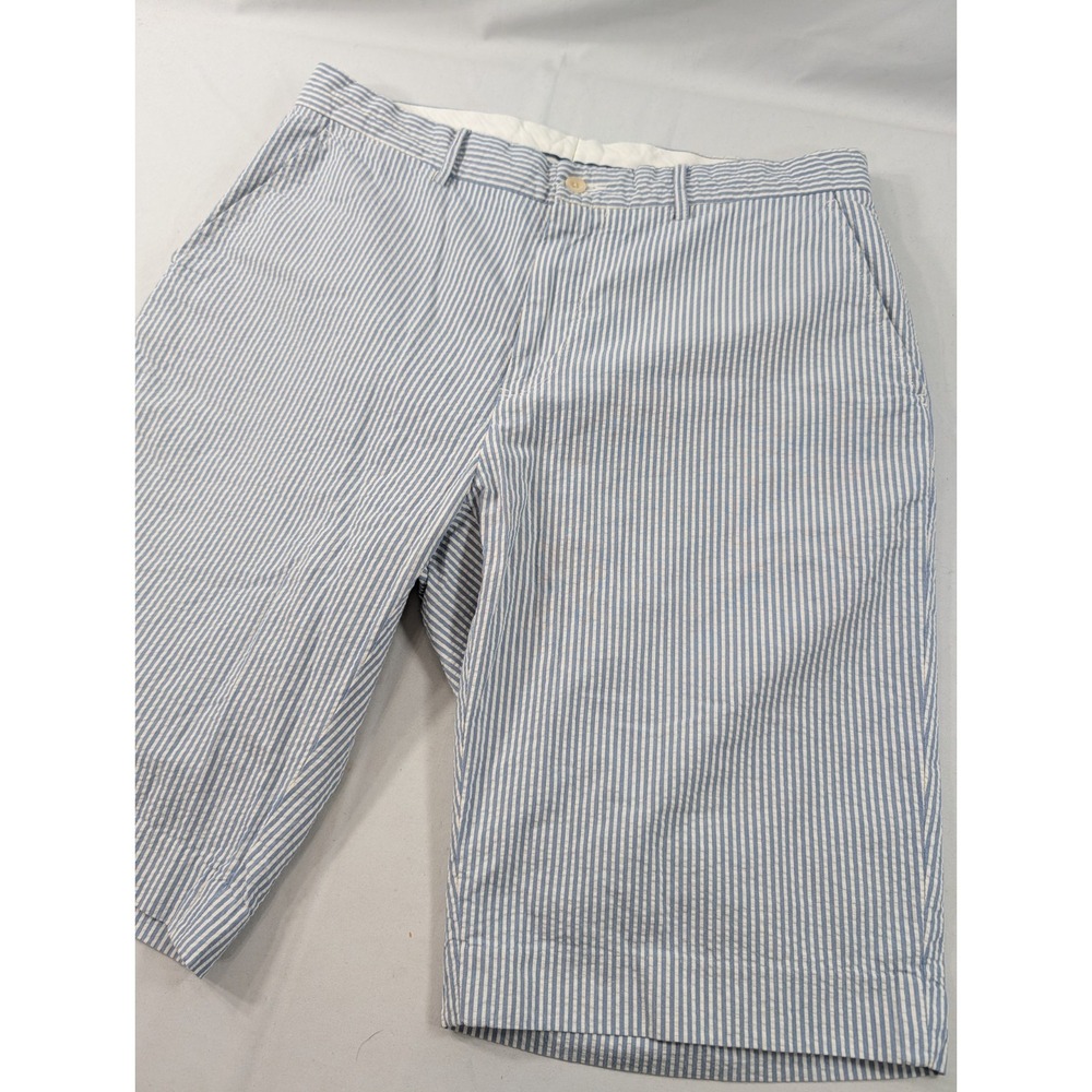 Vtg 90s Polo Ralph Lauren Seersucker Shorts Mens 33 Fit Blue White Striped